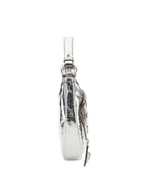 Versace White Repeat Small Hobo Bag Lambskin Shoulder