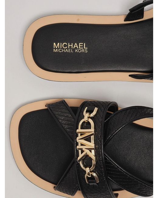 Michael Kors Black Tiffanie Flat Slide Sandal