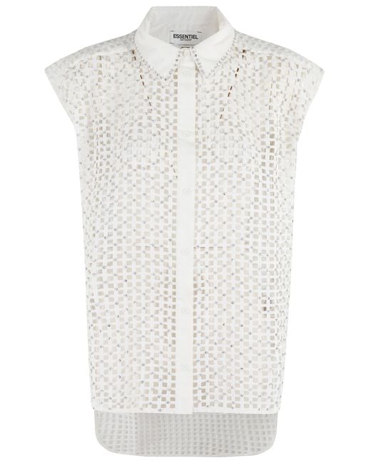 Essentiel Antwerp White Harness Sequin Mesh Shirt