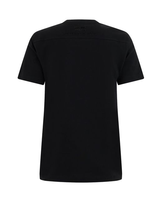 Elisabetta Franchi Black Short-Sleeve Printed Cotton T-Shirt, T-Shirts & Jerseys