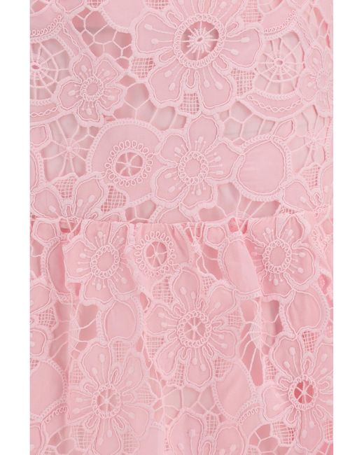 Self-Portrait Pink Guipure Mini Dress Polyester
