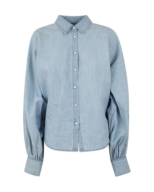 Made In Tomboy Claire Denim Shirt With Balloon Sleeve in Blue | Lyst