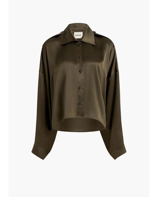 Khaite Green Top Bodine En Cuir Dark