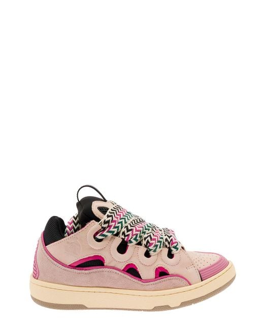 Lanvin Pink 'curb' Sneaker In Leather Multicolor Woman