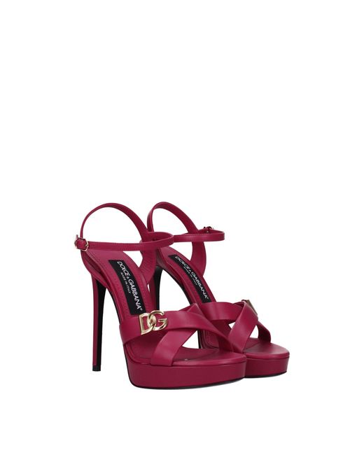 Dolce & Gabbana Purple Platform Heel Logo Sandals