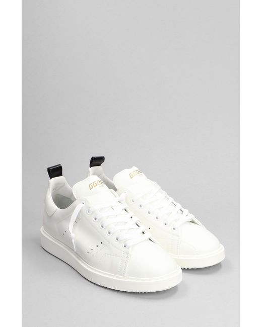 Golden Goose Deluxe Brand White Starter Sneakers In Leather for men