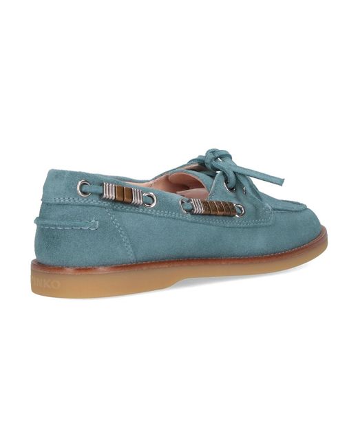 Pinko Blue Grace Suede Moccasin Shoes