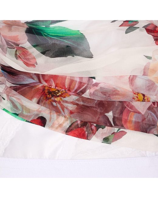 Dolce & Gabbana Red Dolce&Gabbana Rose-Print Marquisette And Chiffon Corset Top