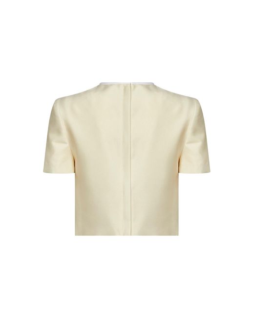 Self-Portrait White Taffeta Cropped Top With Bow Detail