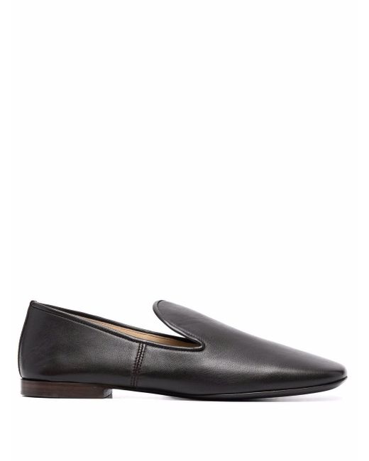 Lemaire Leather Square-toe Slip-on Loafers in Midnight Brown (Brown ...