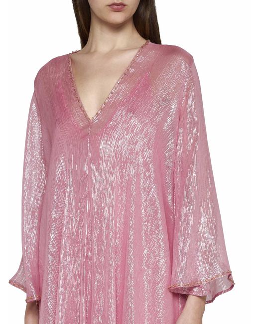 Forte Forte Pink Lurex Silk Chiffon Dress