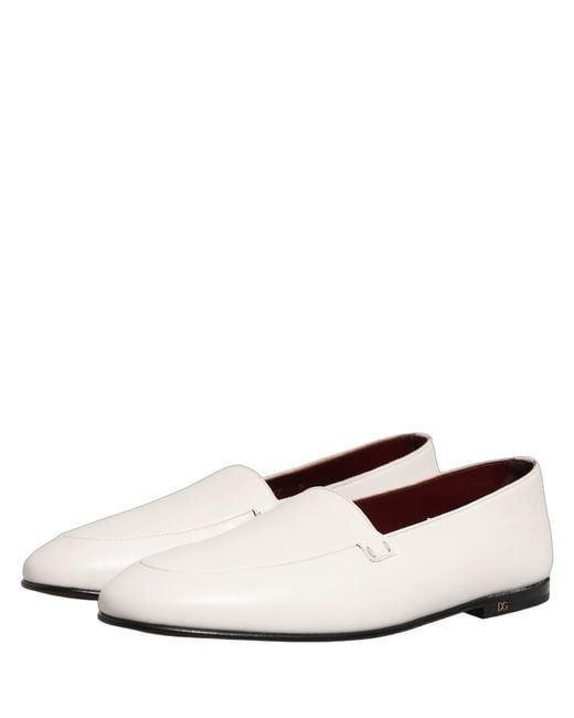 Dolce & Gabbana Brown Leather Logo Slip On Loafers Shoes for men