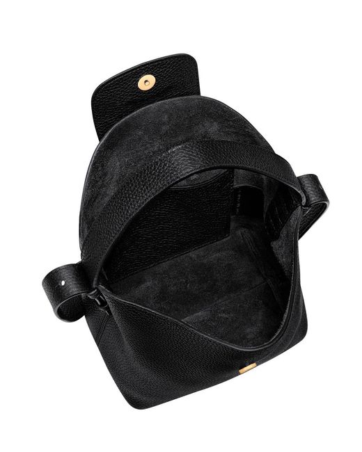 Longchamp Black Shoulder Bag With Triomphe Plate Leather Calf
