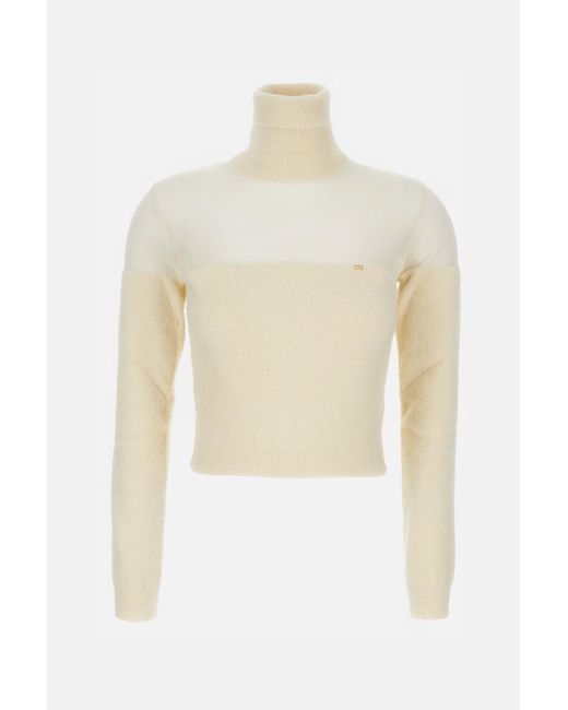 Elisabetta Franchi White Turtleneck With Brushed Insert