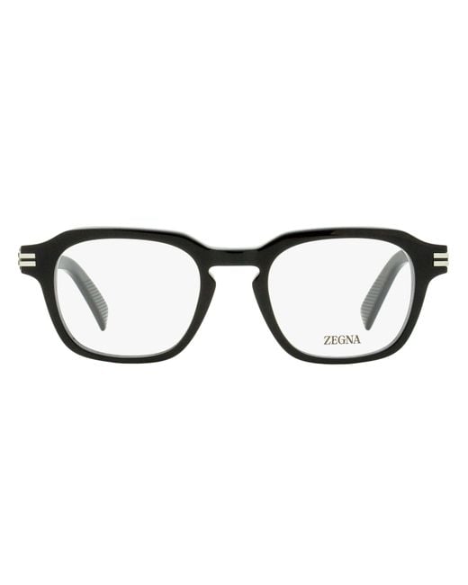 Zegna Black Modern Keyhole Eyeglasses Ez5282 001 50Mm Plastic (Acetate) for men