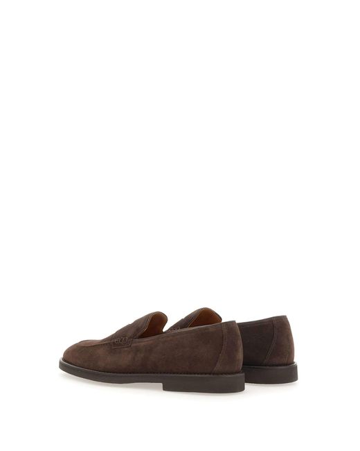 Doucal's Brown Wash Suede Moccasins for men