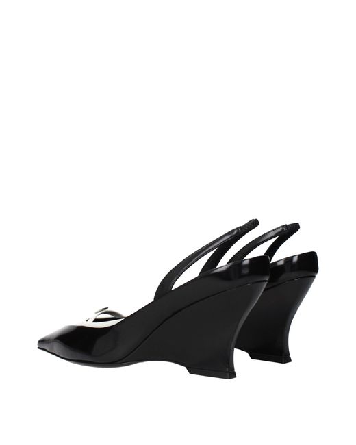 Givenchy Black Leather Wedge Sandals