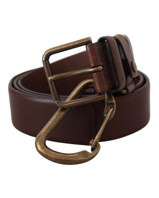 Dolce & Gabbana Brown Elegant Leather Belt With Metal Buckle for men