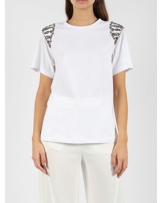 Alberta Ferretti White Embroidered Cotton T-shirt