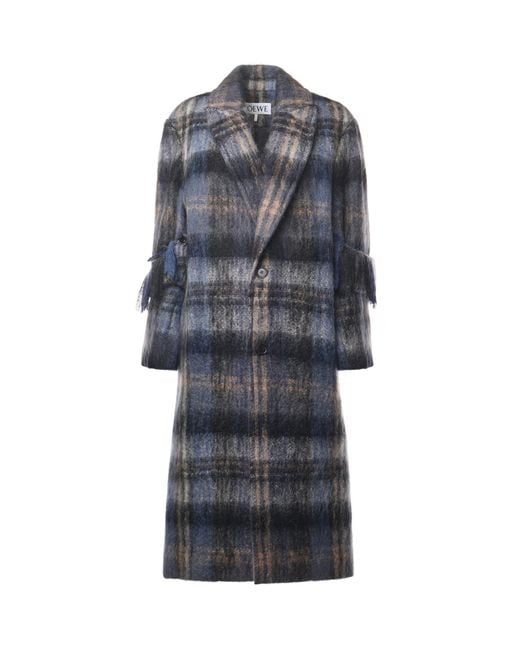 Loewe Blue Mohair And Wool Blend Coat