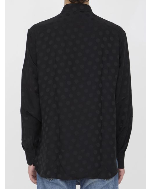 Saint Laurent Black Polka-dot Silk Shirt for men