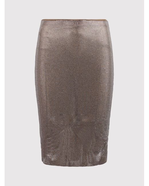 GIUSEPPE DI MORABITO Brown Midi Skirt With All-Over Micro Rhinestones