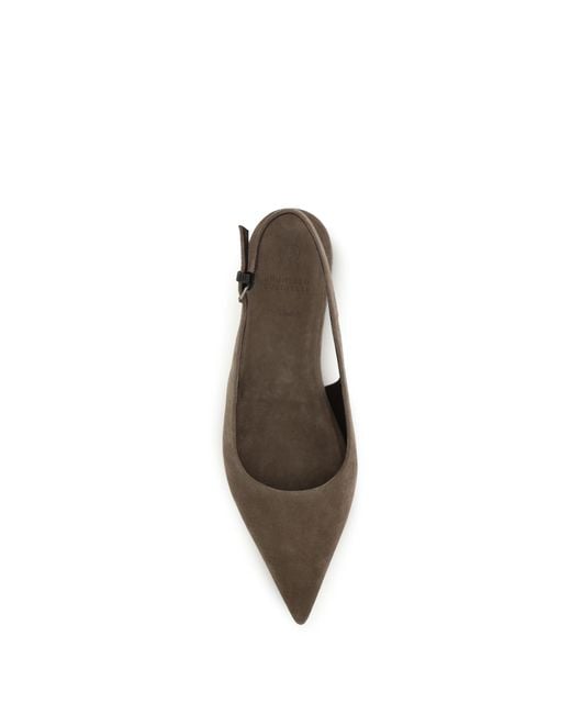 Brunello Cucinelli White Suede Ballerinas