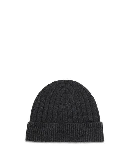 Kiton Black Wool Beanie Hat Merino Ovis Aries E Hairbands for men