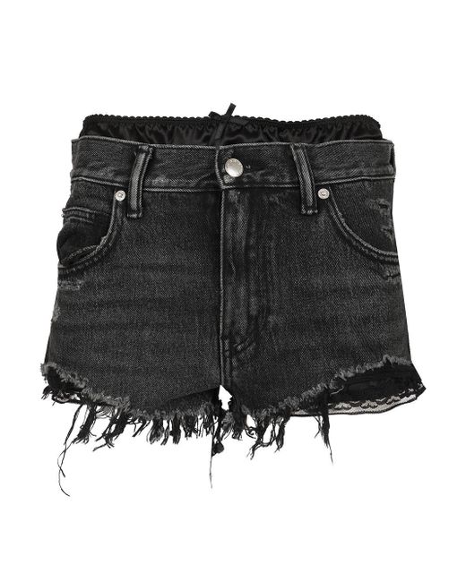 Alexander Wang Black Pre-Styled Cutoff Short W/ Silk Boxer Trousers