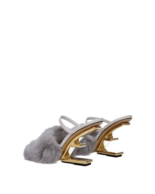 Fendi Metallic Mink Slippers