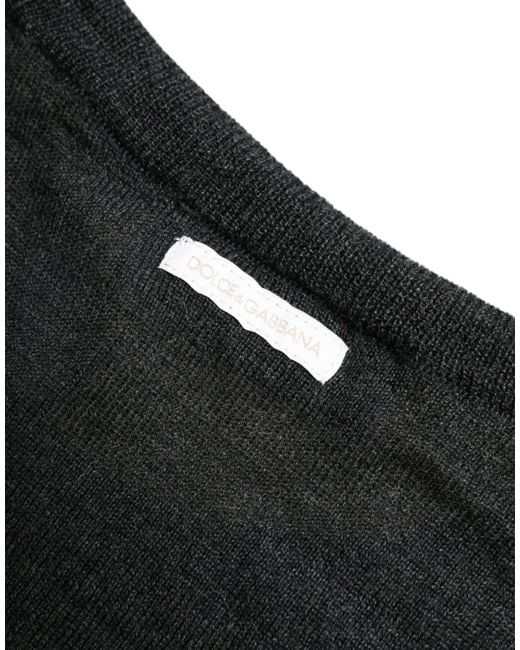 Dolce & Gabbana Black Elegant Wool Pullover Sweater for men
