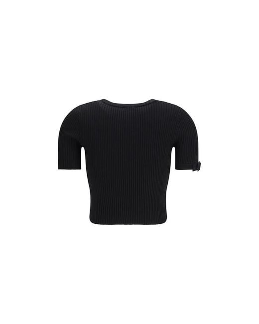 Courreges Black Viscose T-Shirt