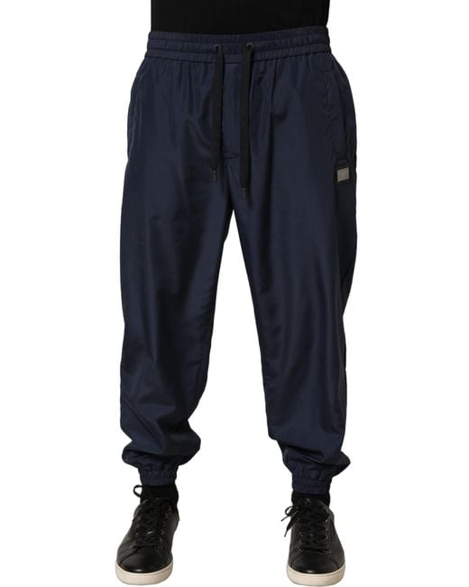 Dolce & Gabbana Blue Dark Polyester Jogger Sweatpants Pants for men