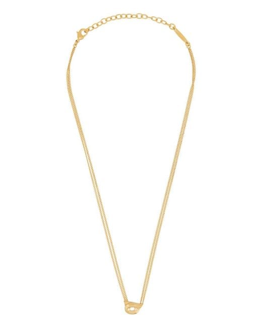 Ferragamo Metallic Pendant Necklace Hooks Brass Necklaces