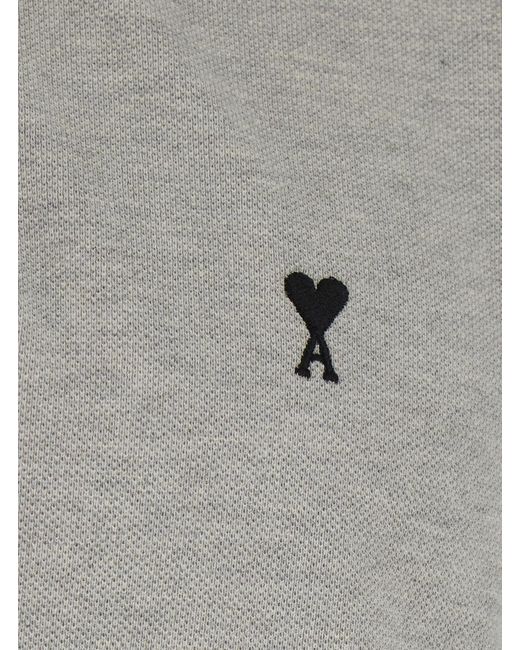 AMI Gray Polo Shirt Ami De Coeur Cotton T-Shirts for men