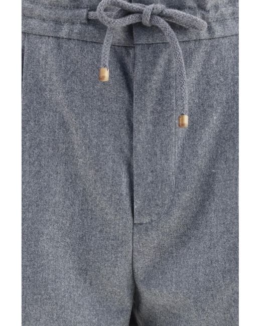Brunello Cucinelli Gray Virgin Wool Pants Fleece Ovis Aries for men
