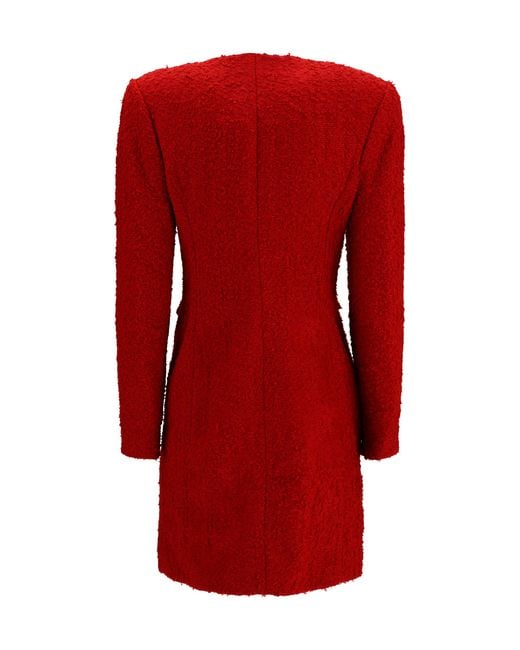 Magda Butrym Red Short Bouclé Dress Polyamide; Wool Ovis Aries