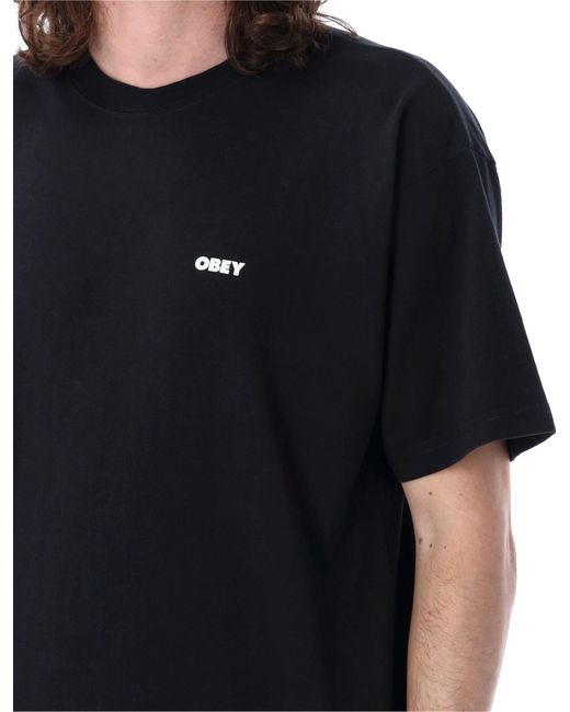Obey Black Cotton Bold Icon Heavyweight T-Shirt for men