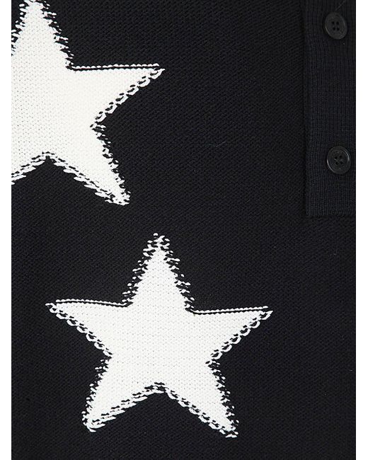 Balmain Black Polo Shirt With Stars for men