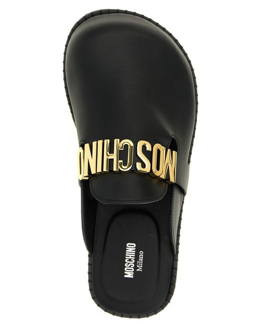 Moschino Black Leather Sabots for men