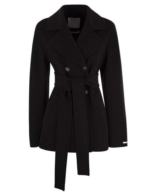 Sportmax Black Double-breasted Belted Coat