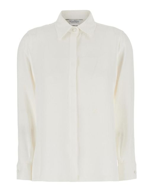 Max Mara White Shirt Geranio Silk — Blouses