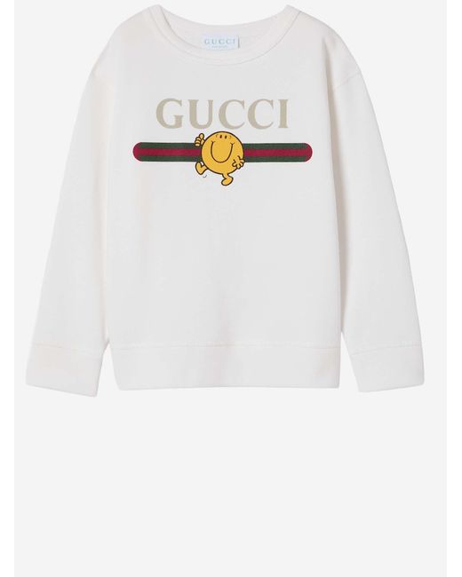 Gucci White Printed Cotton Sweatshirt Hoods & Sweatshirts for men