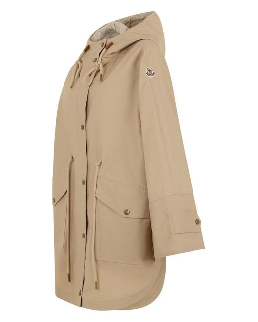 Moncler Natural Coat Hooded Cotton-Blend