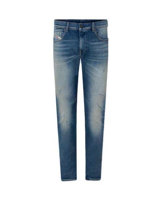 DIESEL Blue 2019 D-Strukt Logo Patch Tapered Jeans for men