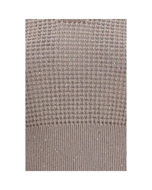 Brunello Cucinelli Gray Beige Cotton Tank Tops