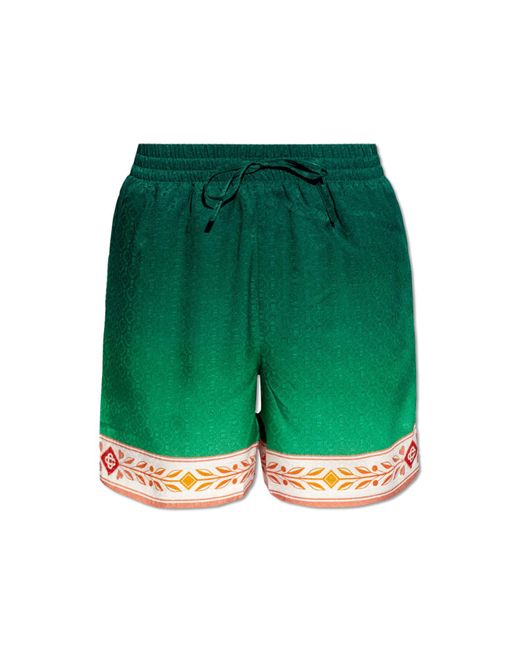Casablancabrand Green Silk Shorts for men
