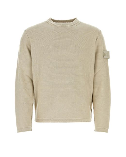 Stone Island Natural Sand Cotton Blend Sweater for men