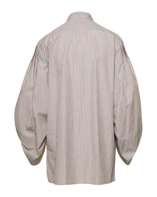 Alberta Ferretti Gray Striped Poplin Shirt