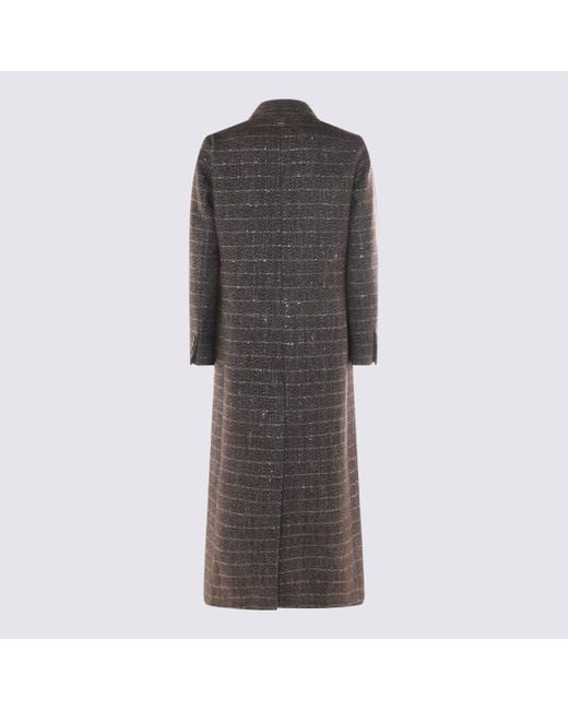 Twinset Gray Maxi Coat